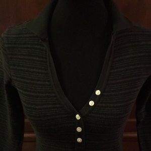 Tommy Hilfiger 3/4 sleeve black & grey strip top